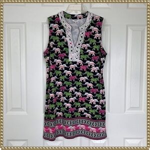 Crown & Ivy Elephant Print A Line Sleeveless Dress Medium